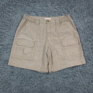 Savane Cargo Shorts Mens 36 Beige Elastic Waist Pockets Cotton Blend 34x7.5*